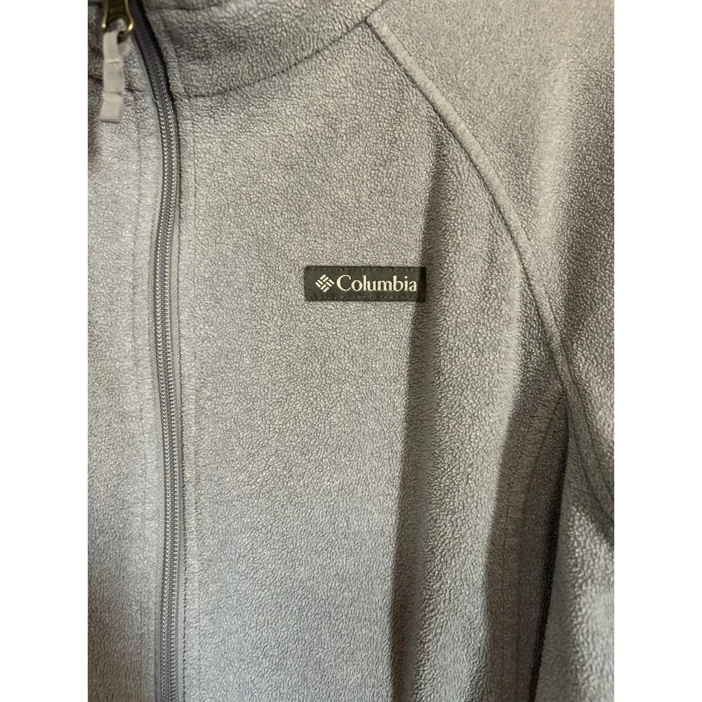 Columbia Kids XL 18/20 Blue Gray Full Zip Fleece Jacket Mock Neck Outdoor Warm